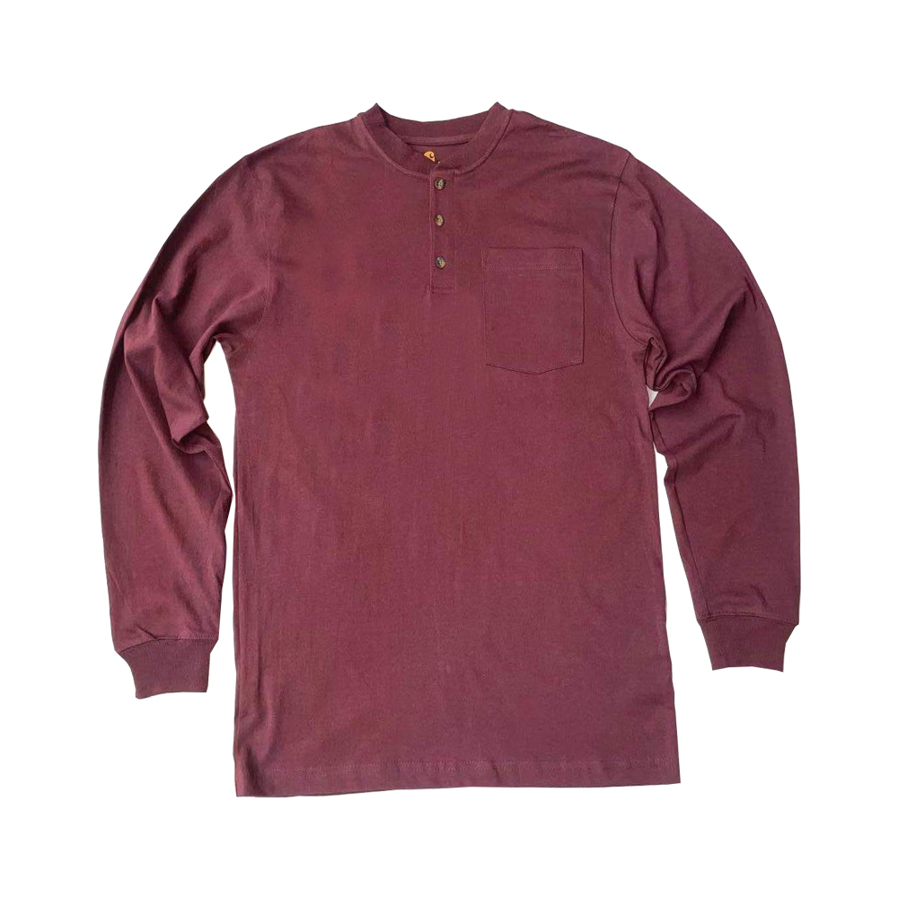 Men’s mixed wool loose fit long sleeve pocket T-shirt - Bupaluo